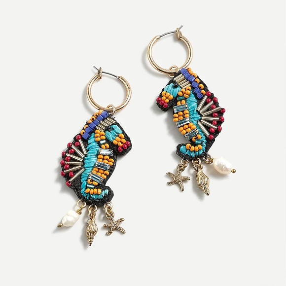 J. Crew Jewelry - J.crew beaded seahorse earrings